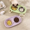 Stainless steel cat food bowl, cat bowl, pet bowl, cervical vertebrae protection, high legs, folding double bowl, drinking and feeding integrated Application Scenario